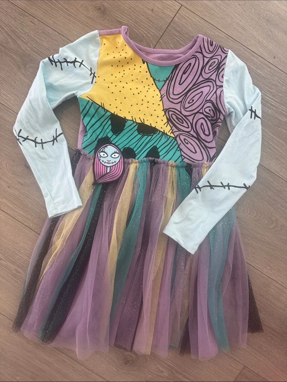Disney Purple, Teal, Yellow & Cream Patchwork Tulle Costume Dress